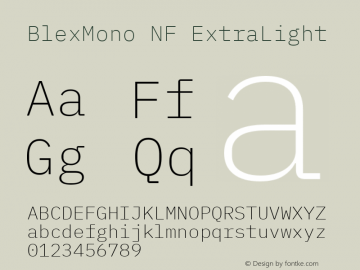 Blex Mono ExtraLight Nerd Font Complete Windows Compatible Version 2.000;Nerd Fonts 2.1.0图片样张