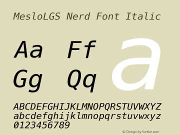 Meslo LG S Italic Nerd Font Complete Version 1.210;Nerd Fonts 2.1.0图片样张
