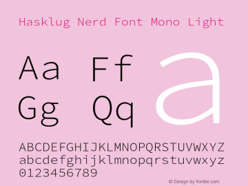 Hasklug Light Nerd Font Complete Mono Version 1.0;Nerd Fonts 2.1.0图片样张