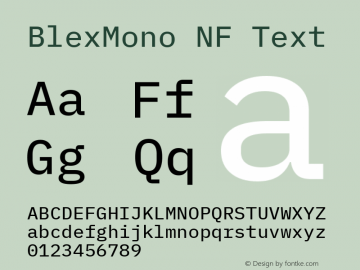 Blex Mono Text Nerd Font Complete Mono Windows Compatible Version 2.000;Nerd Fonts 2.1.0图片样张