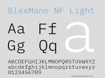 Blex Mono Light Nerd Font Complete Mono Windows Compatible Version 2.000;Nerd Fonts 2.1.0图片样张