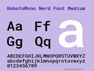 Roboto Mono Medium Nerd Font Complete Version 2.000986; 2015; ttfautohint (v1.3);Nerd Fonts 2.1.0图片样张