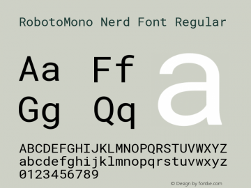 Roboto Mono Nerd Font Complete Version 2.000986; 2015; ttfautohint (v1.3);Nerd Fonts 2.1.0图片样张