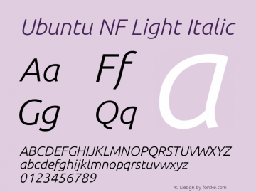 Ubuntu Light Italic Nerd Font Complete Windows Compatible Version 0.83;Nerd Fonts 2.1.0图片样张