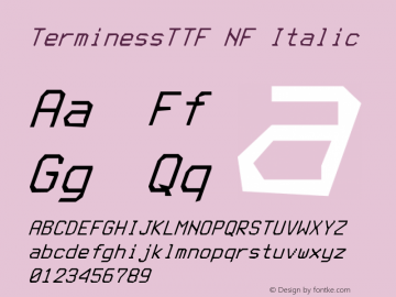 Terminess (TTF) Italic Nerd Font Complete Windows Compatible Version 4.40.1;Nerd Fonts 2.1.0图片样张