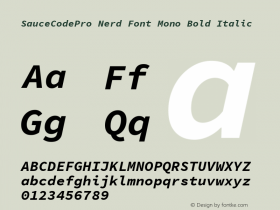 Sauce Code Pro Bold Italic Nerd Font Complete Mono Version 1.050;PS 1.000;hotconv 16.6.51;makeotf.lib2.5.65220;Nerd Fonts 2.1.0图片样张