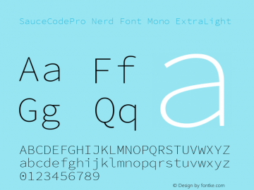 Sauce Code Pro ExtraLight Nerd Font Complete Mono Version 2.030;PS 1.000;hotconv 16.6.51;makeotf.lib2.5.65220;Nerd Fonts 2.1.0图片样张