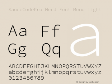 Sauce Code Pro Light Nerd Font Complete Mono Version 2.030;PS 1.000;hotconv 16.6.51;makeotf.lib2.5.65220;Nerd Fonts 2.1.0图片样张