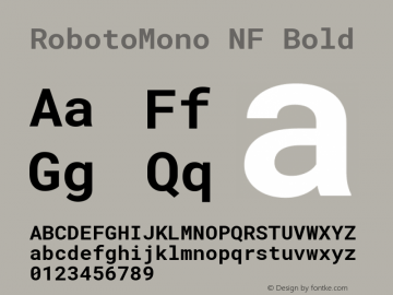 Roboto Mono Bold Nerd Font Complete Windows Compatible Version 2.000986; 2015; ttfautohint (v1.3);Nerd Fonts 2.1.0图片样张