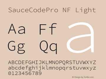 Sauce Code Pro Light Nerd Font Complete Windows Compatible Version 2.030;PS 1.000;hotconv 16.6.51;makeotf.lib2.5.65220;Nerd Fonts 2.1.0图片样张