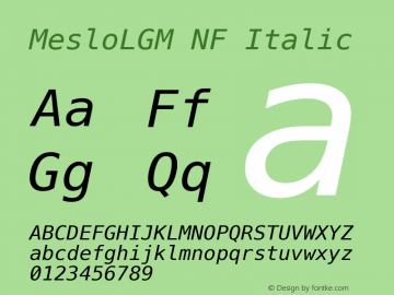 Meslo LG M Italic Nerd Font Complete Windows Compatible Version 1.210;Nerd Fonts 2.1.0图片样张