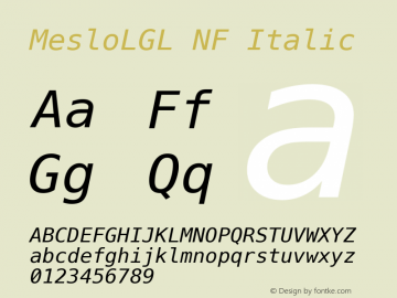 Meslo LG L Italic Nerd Font Complete Windows Compatible Version 1.210;Nerd Fonts 2.1.0图片样张