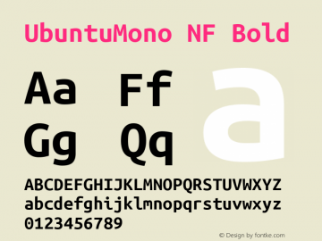 Ubuntu Mono Bold Nerd Font Complete Windows Compatible Version 0.80;Nerd Fonts 2.1.0图片样张