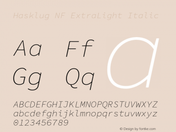 Hasklug ExtraLight Italic Nerd Font Complete Windows Compatible Version 1.0;Nerd Fonts 2.1.0图片样张