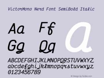 Victor Mono SemiBold Italic Nerd Font Complete Version 1.410;Nerd Fonts 2.1.0图片样张