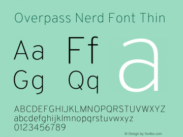 Overpass Thin Nerd Font Complete Version 003.000;Nerd Fonts 2.1.0图片样张