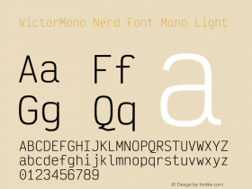 Victor Mono Light Nerd Font Complete Mono Version 1.410;Nerd Fonts 2.1.0图片样张