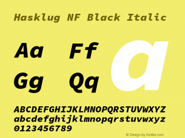 Hasklug Black Italic Nerd Font Complete Mono Windows Compatible Version 1.0;Nerd Fonts 2.1.0图片样张