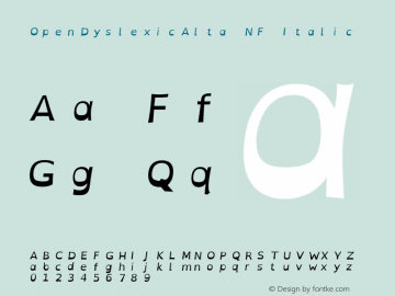 OpenDyslexicAlta Italic Nerd Font Complete Mono Windows Compatible Version 002.001;Nerd Fonts 2.1.0图片样张