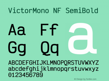 Victor Mono SemiBold Nerd Font Complete Windows Compatible Version 1.410;Nerd Fonts 2.1.0图片样张