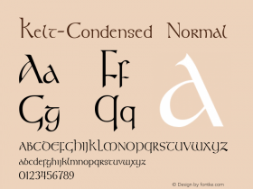 Kelt-Condensed Normal 1.0/1995: 2.0/2001 Font Sample