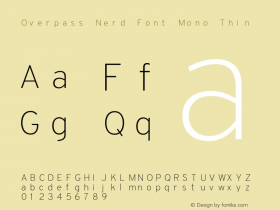 Overpass Thin Nerd Font Complete Mono Version 003.000;Nerd Fonts 2.1.0图片样张