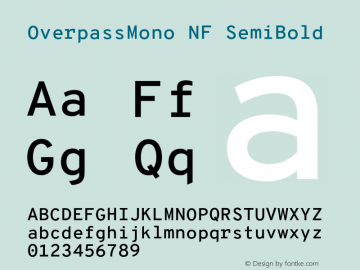 Overpass Mono SemiBold Nerd Font Complete Windows Compatible Version 001.000;Nerd Fonts 2.1.0图片样张