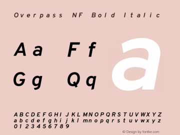 Overpass Bold Italic Nerd Font Complete Mono Windows Compatible Version 003.000;Nerd Fonts 2.1.0图片样张