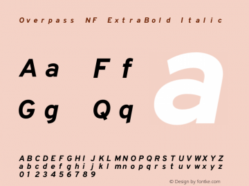 Overpass ExtraBold Italic Nerd Font Complete Mono Windows Compatible Version 003.000;Nerd Fonts 2.1.0图片样张