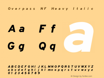 Overpass Heavy Italic Nerd Font Complete Mono Windows Compatible Version 003.000;Nerd Fonts 2.1.0图片样张