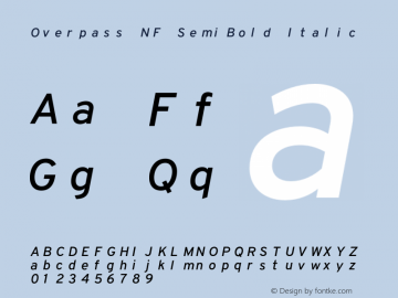 Overpass SemiBold Italic Nerd Font Complete Mono Windows Compatible Version 003.000;Nerd Fonts 2.1.0图片样张