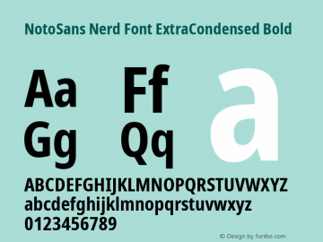 Noto Sans ExtraCondensed Bold Nerd Font Complete Version 2.000;GOOG;noto-source:20170915:90ef993387c0; ttfautohint (v1.7);Nerd Fonts 2.1.0图片样张