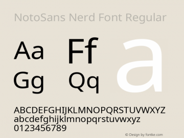 Noto Sans Regular Nerd Font Complete Version 2.000;GOOG;noto-source:20170915:90ef993387c0; ttfautohint (v1.7);Nerd Fonts 2.1.0图片样张