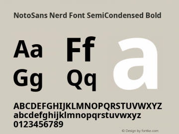 Noto Sans SemiCondensed Bold Nerd Font Complete Version 2.000;GOOG;noto-source:20170915:90ef993387c0; ttfautohint (v1.7);Nerd Fonts 2.1.0图片样张