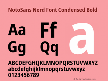 Noto Sans Condensed Bold Nerd Font Complete Version 2.000;GOOG;noto-source:20170915:90ef993387c0; ttfautohint (v1.7);Nerd Fonts 2.1.0图片样张