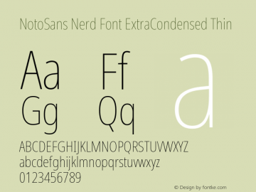 Noto Sans ExtraCondensed Thin Nerd Font Complete Version 2.000;GOOG;noto-source:20170915:90ef993387c0; ttfautohint (v1.7);Nerd Fonts 2.1.0图片样张