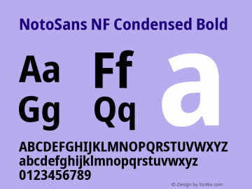 Noto Sans Condensed Bold Nerd Font Complete Windows Compatible Version 2.000;GOOG;noto-source:20170915:90ef993387c0; ttfautohint (v1.7);Nerd Fonts 2.1.0图片样张