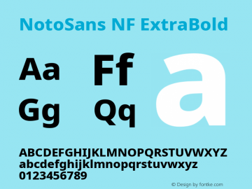Noto Sans ExtraBold Nerd Font Complete Windows Compatible Version 2.000;GOOG;noto-source:20170915:90ef993387c0; ttfautohint (v1.7);Nerd Fonts 2.1.0图片样张