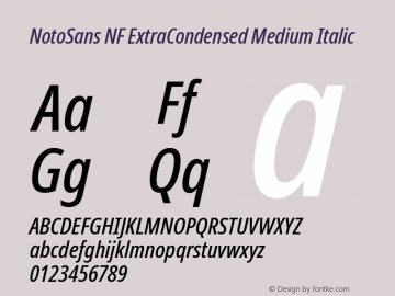 Noto Sans ExtraCondensed Medium Italic Nerd Font Complete Windows Compatible Version 2.000;GOOG;noto-source:20170915:90ef993387c0; ttfautohint (v1.7);Nerd Fonts 2.1.0图片样张