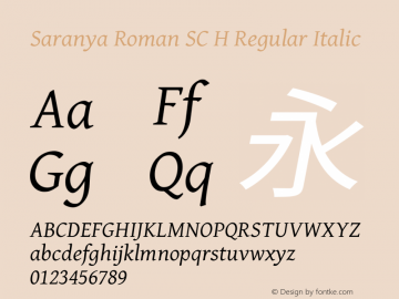 Saranya Roman SC H Regular Italic 图片样张