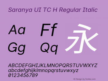 Saranya UI TC H Regular Italic 图片样张