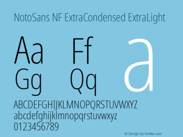 Noto Sans ExtraCondensed ExtraLight Nerd Font Complete Windows Compatible Version 2.000;GOOG;noto-source:20170915:90ef993387c0; ttfautohint (v1.7);Nerd Fonts 2.1.0图片样张
