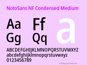 Noto Sans Condensed Medium Nerd Font Complete Windows Compatible Version 2.000;GOOG;noto-source:20170915:90ef993387c0; ttfautohint (v1.7);Nerd Fonts 2.1.0图片样张