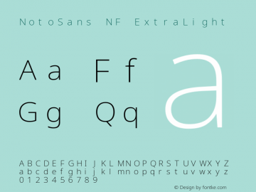 Noto Sans ExtraLight Nerd Font Complete Mono Windows Compatible Version 2.000;GOOG;noto-source:20170915:90ef993387c0; ttfautohint (v1.7);Nerd Fonts 2.1.0图片样张
