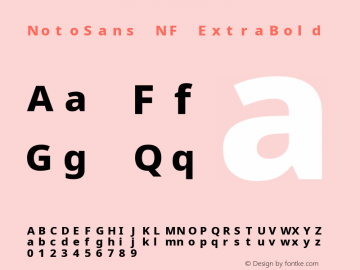 Noto Sans ExtraBold Nerd Font Complete Mono Windows Compatible Version 2.000;GOOG;noto-source:20170915:90ef993387c0; ttfautohint (v1.7);Nerd Fonts 2.1.0图片样张