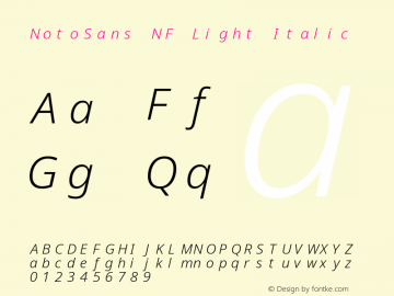 Noto Sans Light Italic Nerd Font Complete Mono Windows Compatible Version 2.000;GOOG;noto-source:20170915:90ef993387c0; ttfautohint (v1.7);Nerd Fonts 2.1.0图片样张