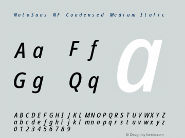 Noto Sans Condensed Medium Italic Nerd Font Complete Mono Windows Compatible Version 2.000;GOOG;noto-source:20170915:90ef993387c0; ttfautohint (v1.7);Nerd Fonts 2.1.0图片样张