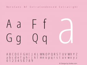 Noto Sans ExtraCondensed ExtraLight Nerd Font Complete Mono Windows Compatible Version 2.000;GOOG;noto-source:20170915:90ef993387c0; ttfautohint (v1.7);Nerd Fonts 2.1.0图片样张