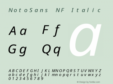 Noto Sans Italic Nerd Font Complete Mono Windows Compatible Version 2.000;GOOG;noto-source:20170915:90ef993387c0; ttfautohint (v1.7);Nerd Fonts 2.1.0图片样张