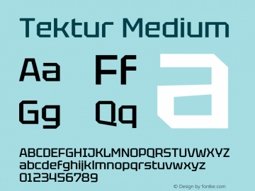 Tektur Medium Version 1.004; ttfautohint (v1.8.3)图片样张